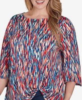 Ruby Rd. Plus Scoop Neck Ikat Dew Drop Printed Knit Top