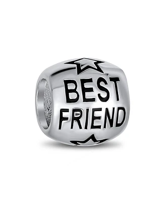 Bling Jewelry Word Best Friend Star Bff Charm Barrel Bead For Women For Oxidized Sterling Silver Fits European Bracelet