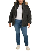 Tommy Hilfiger Plus Faux-Fur-Trim Hooded Puffer Coat, Created for Macy's