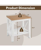 Skonyon 2-tier Waterproof Shower Bench with Storage Shelf-Brown