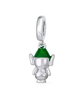 Bling Jewelry Xmas Santa Helper Fun Holiday Christmas Cartoon Dangling Enamel Green Elf Charm Bead Women For Sterling Silver For European Bracelet