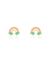 The Lovery Rainbow Enamel Stud Earrings 14K Gold