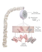 Lambs & Ivy Baby Blooms Pink Butterfly Musical Baby Crib Mobile Soother Toy