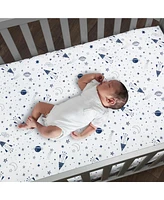 Lambs & Ivy Sky Rocket 5-Piece Blue Galaxy/Space Nursery Baby Crib Bedding Set