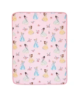 Lambs & Ivy Disney Princesses Pink Fleece Baby Blanket - Belle/Tiana/Cinderella