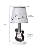 Lambs & Ivy Rock Star Guitar Lamp with White Musical Notes Shade & Bulb