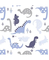 Bedtime Originals Roar Blue/Gray/White Dinosaur Baby Fitted Crib Sheet