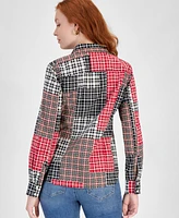 Nautica Jeans Women's Crescent Pond Plaid Roll-Tab Shirt