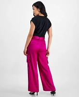 I.n.c. International Concepts Petite Satin Belted Cargo Pants, Created for Macy's