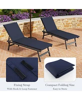 Costway Outdoor Chaise Lounge Cushion with Hook & Loop Fastener Fixing Straps Patio