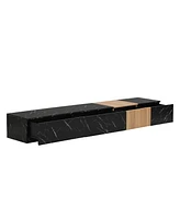 Simplie Fun Modern Walnut Tv Stand and Coffee Table Set with Faux Marble and Storage