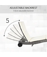 Streamdale Furniture Wicker Chaise Lounge with Adjustable Backrest