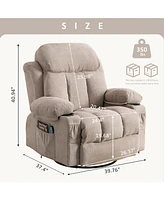 Streamdale Furniture Massage Recliner Sofa with Heat, Usb, and Cup Holders