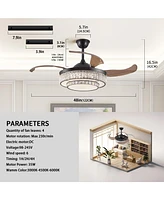 Contemporary Led Retractable Ceiling Fan with Remote Control