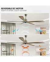 Modern Wood Ceiling Fan with Light and Remote (60")