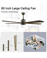 Streamdale Furniture Modern Wood Ceiling Fan with Light and Remote (60")