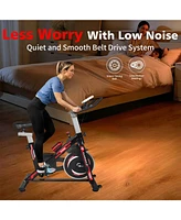 Streamdale Furniture Indoor Exercise Bike Cycling Bike with Comfortable Seat Cushion Black+Red