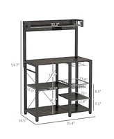 Streamdale Furniture Industrial Baker's Rack with Power & Led Lights for Kitchen Storage