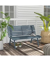48" Blue Aluminum Outdoor Patio Bench