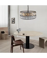 Modern Crystal Drum Chandelier with Black Frame for Home Lighting