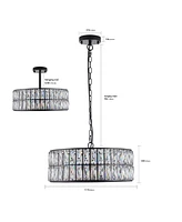 Streamdale Furniture Modern Crystal Drum Chandelier with Black Frame for Home Lighting