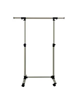 Short, Rolling Clothing Racks with Storage Shelves