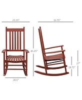 Wooden Outdoor Rocking Chair for Garden with High Back (Supports 352 lbs.)