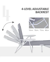 Folding Chaise Lounge with 4-Position Reclining Back, Armrests