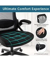 Costway Ergonomic Office Chair with Adjustable Lumbar Support Rocking Backrest Armrests