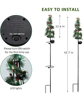 Maggift 2-Pack Christmas Solar Stake Lights Garden Decor