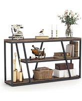 Tribesigns Console Table, Industrial Sofa Table with Shelves, 3-Tier Entryway Table with Storage for Entryway, Living Room, Hallway, 59.1" L x 11.8" W