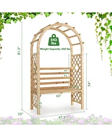 Sugift Wooden Garden Bench Arch Pergola Outdoor Arbor