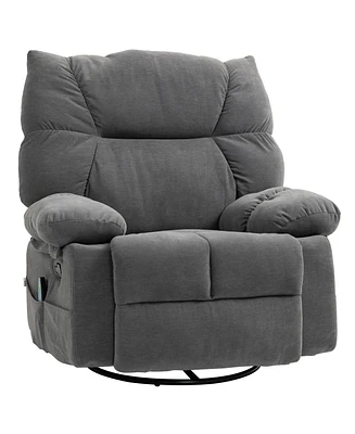 Homcom 8 Point Massage Recliner Chair with Heat Swivel Rocker, Dark Gray