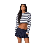 Edikted Women's Stripey Cropped Long Sleeve T Shirt