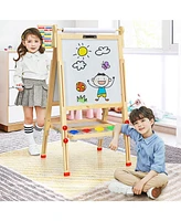 Vebreda Kids Art Easel with Paper Roll Double-Sided Regulable Drawing Easel Plank