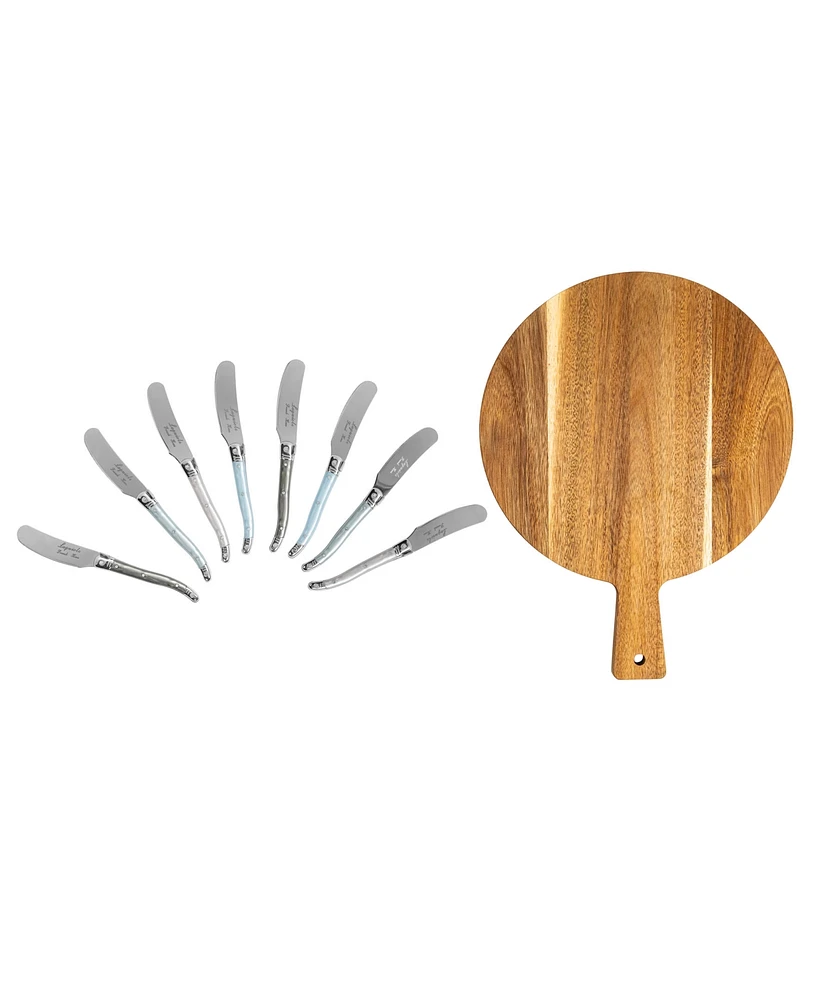 French Home Laguiole 8 Piece Spreaders Set and Wood Serving Board