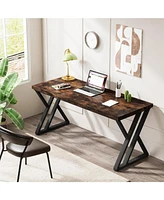 Tribesigns Writing Computer Desk, 55 inch Heavy Duty Study Desk with Z-Shaped Metal Leg, Modern Simple Home Office