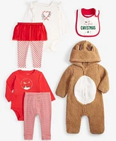 Carters Baby First Christmas Bib Faux Sherpa Reindeer Jumpsuit Outfit Sets