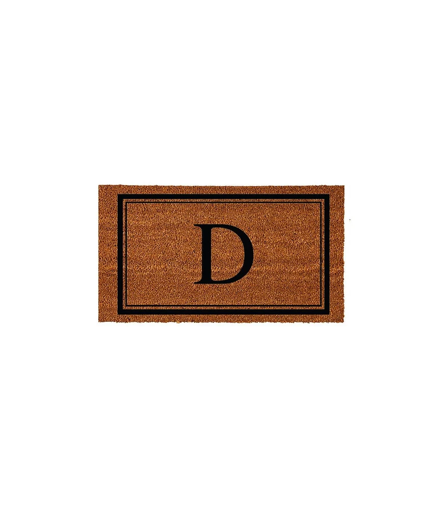 Evergreen Monogram Indoor Outdoor 100% Natural Coir Doormat 28" x 16" | Letter "D"