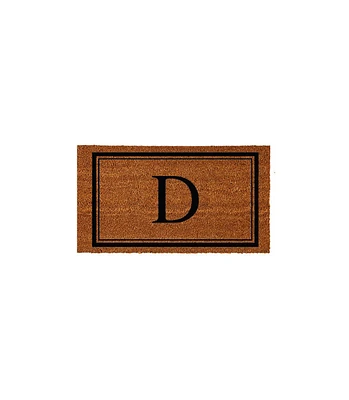 Evergreen Monogram Indoor Outdoor 100% Natural Coir Doormat 28" x 16" | Letter "D"