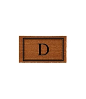 Evergreen Monogram Indoor Outdoor 100% Natural Coir Doormat 28" x 16" | Letter "D"