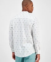 Club Room Men's Hound Dog Print Poplin Long-Sleeve Button-Down Shirt, Exclusively at Macy's