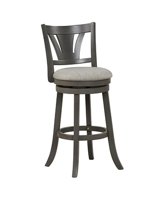 Sugift Inch Swivel Bar Stool with Backrest Soft Cushioned Seat and Footrest Gray- inches