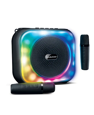 Brookstone Karaoke Dynamite Duo Wireless Led Speaker With 2 Wireless Microphones