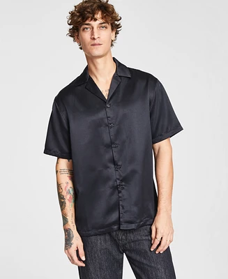 Tinsel Men's Satin Short Sleeve Button-Front Camp Shirt