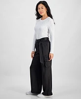 I.n.c. International Concepts Petite Satin Belted Cargo Pants, Created for Macy's