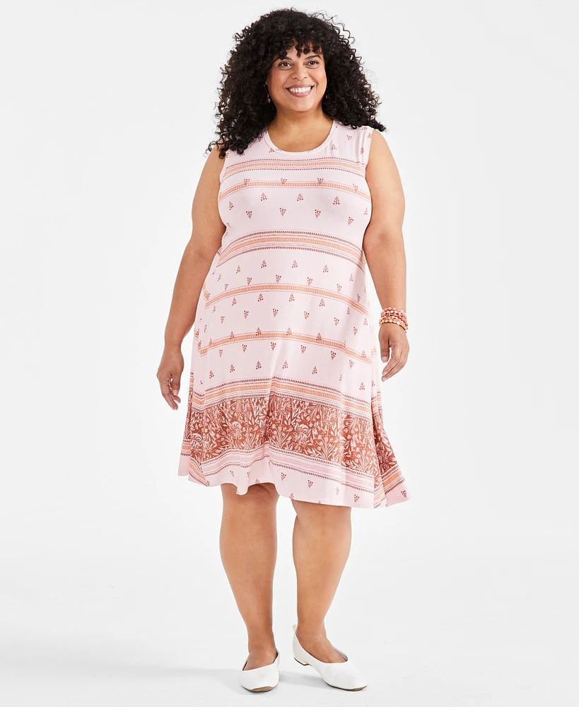 Style & Co Plus Sleeveless Printed Tank Dress, Created for Macy's