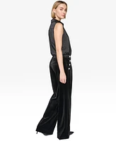 Karl Lagerfeld Paris Women's Velvet Rhinestone-Button Pants