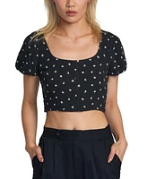 Rvca Juniors' Nova Cropped Puffed-Sleeve Top