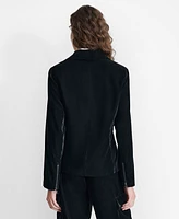 Dkny Women's Velvet Long-Sleeve Zip-Front Moto Jacket